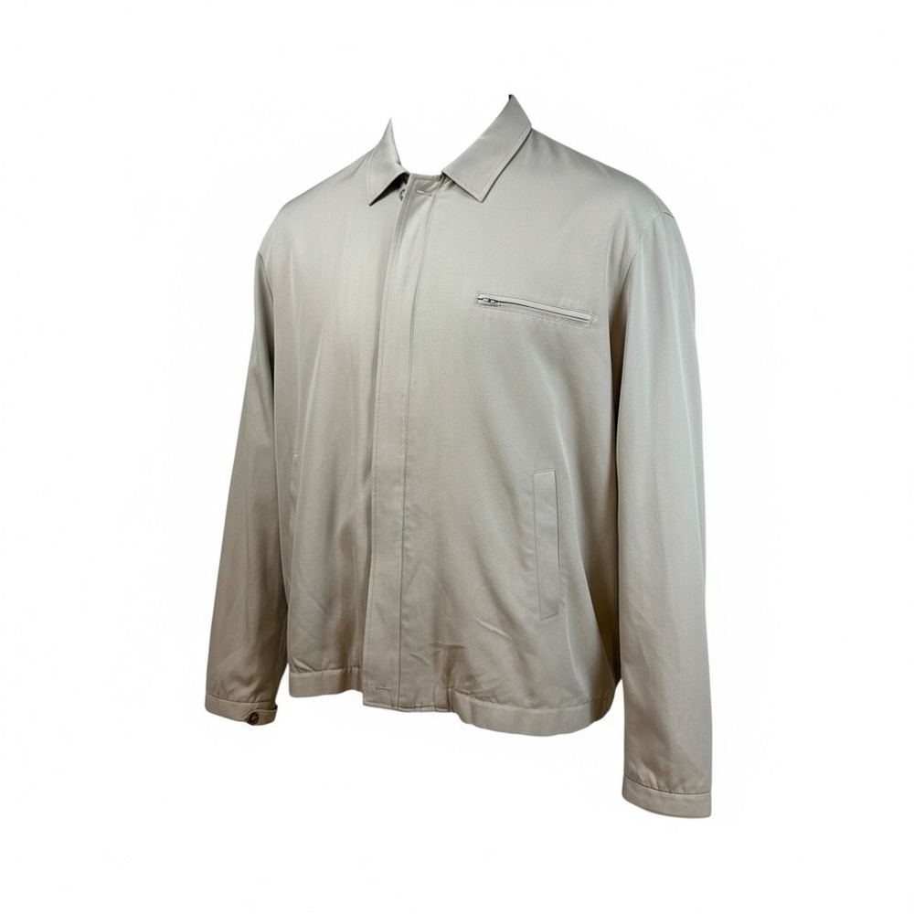 Axis Mens 2XT Silk Cotton Blend Lightweight Zip‎ Up Jacket Beige